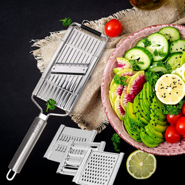 Multi-Purpose Vegetable Slicer Cheese Grater Cutter Stainless Steel Peeler Set - Image 5