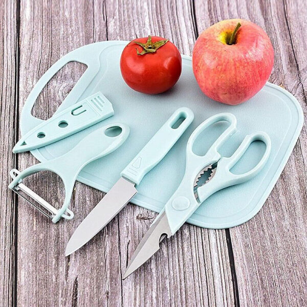 3x Portable Travel Mini Camping Plastic Cutting Board Knife Fruits Scissors Set - Image 5